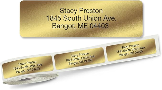 Personalized Return Address Labels, Roll of 125 Gold Foil Self-Adhesive Labels - Image 2