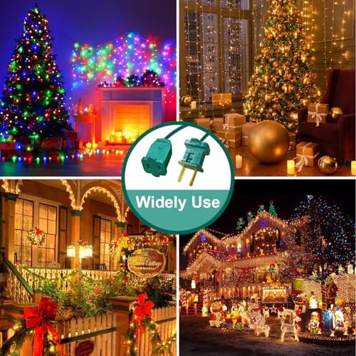 3 Pack 2 Prong Polarized Extension Cord Green Extension Cord 6 Feet with Stackable Unpolarized Plug, 5A 120V 432W, for Connect/Extend Indoor Outdoor Christmas Lights String (18 Feet) - Image 6