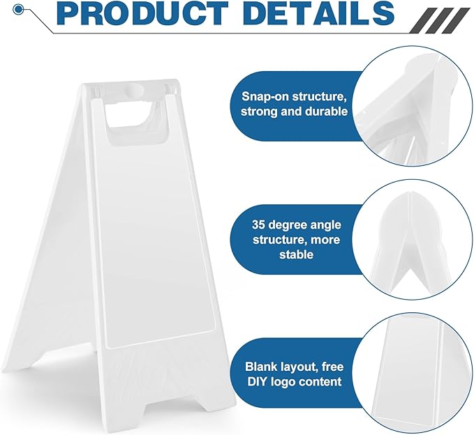 2 Pack 24 Inch Blank Floor Sign White A-frame Foldable Caution Sign Write-On - Image 3
