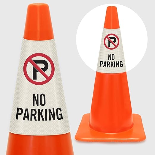 SmartSign No Parking Cone Message Sleeve, Bright Reflective - Image 7