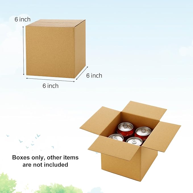 Famagic Small Shipping Boxes 6x6x6 Inch 10 Pack Brown Box Corrugated Cardboard - Image 2