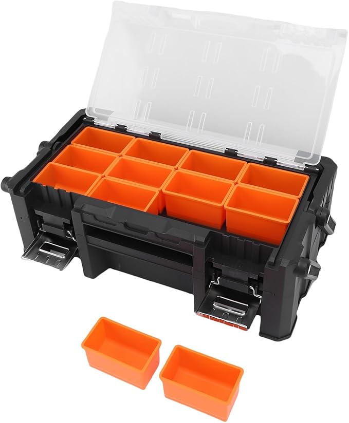 WALFRONT Electronic Tool Box Small Parts Organizer, 18 Compartment Dual Layer - Image 9