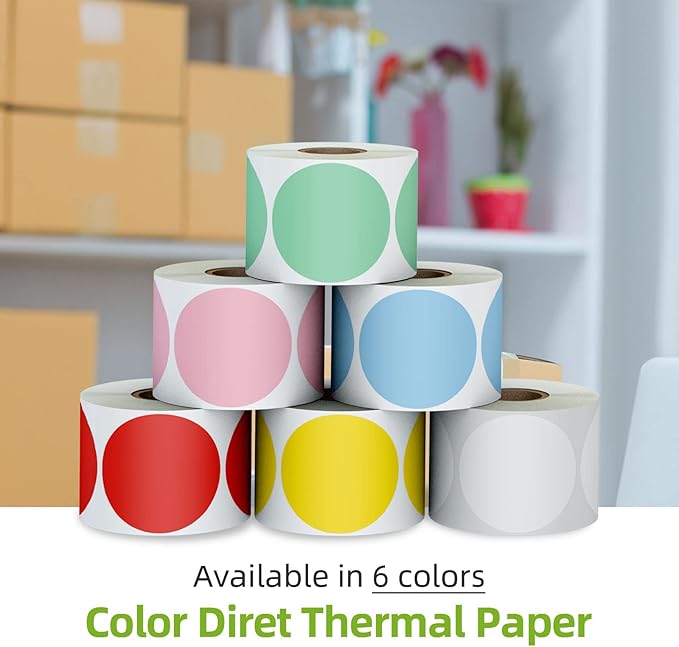 2" Color Circle Direct Thermal Labels, Self-Adhesive Round Direct Thermal - Image 4