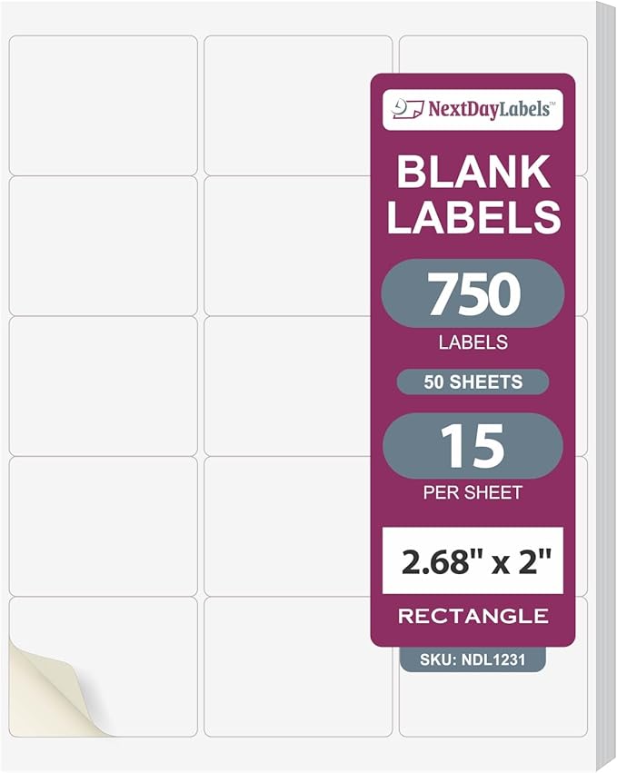 NextDayLabels – 2"-11/16 x 2 Rectangular Sticker Labels by NextDayLabels