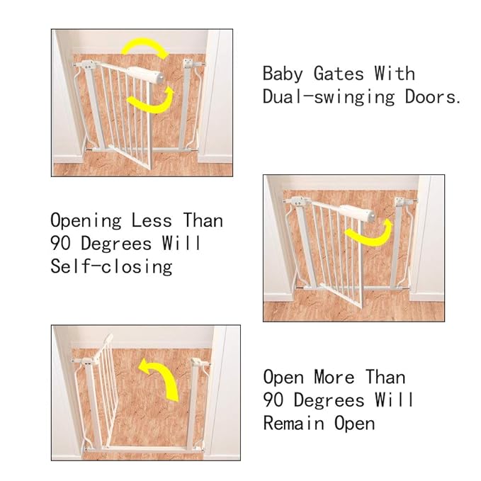 ALLAIBB Extra Wide Pressure Mount Baby Gate Auto Close White Metal Child Dog - Image 3