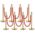 8PCS Gold Stanchion Post, 5 Ft Red Velvet Rope Stainless Steel Crowd Control by Unknown