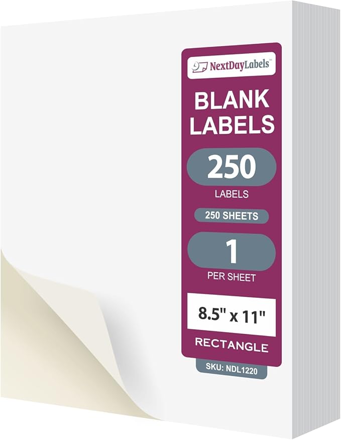 NextDayLabels - Full Page Labels 8.5 x 11 - White Shipping Labels - 8.5 x 11 by NextDayLabels
