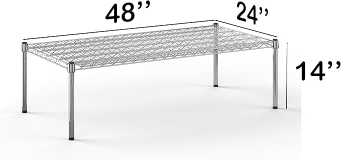 24''W x 48''L x 14''H Chrome Plated Wire Dunnage Rack | Off The Floor Storage - Image 3