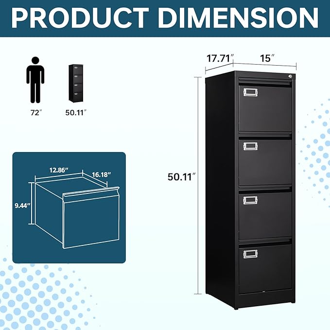 MIIKO 4 Drawer Filing Cabinets - Image 3