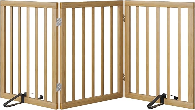 Dog Gates for Doorways Stairs, Foldable Freestanding Pet Gate, Dog Fences Indoor by MinoKesper