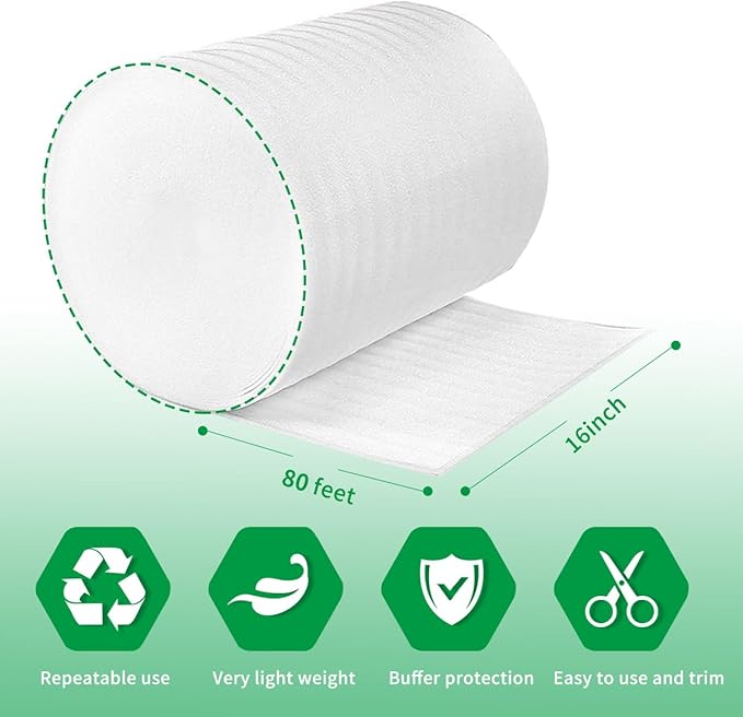 Moving Supplies, Foam Wrap Roll 16" Wide x 80' Length, - Image 2