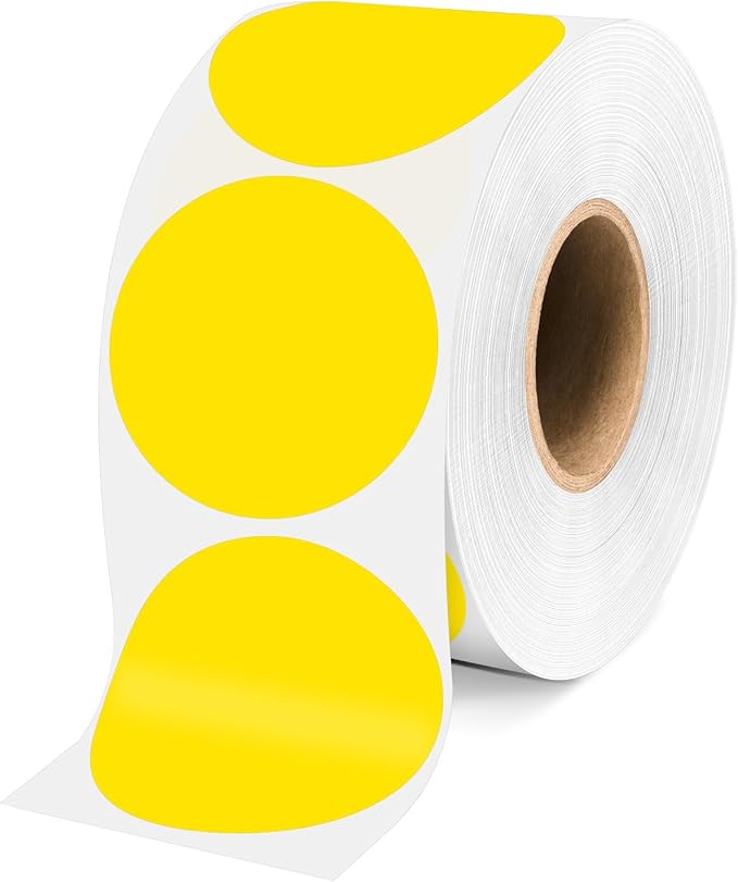 2 Inch Yellow Circle Stickers 500 Pcs, Permanent Color Coding Dots by WANSTE