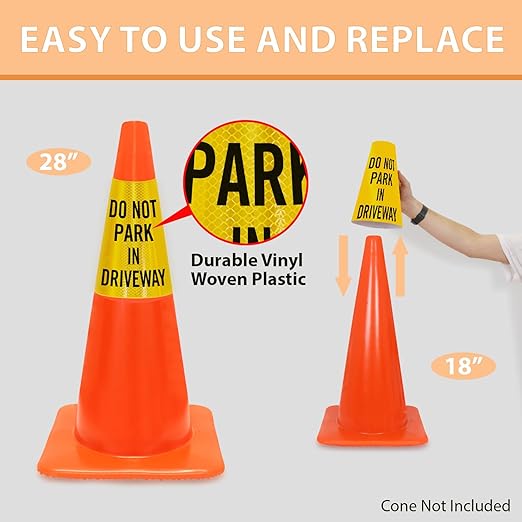 SmartSign “Do Not Park in Driveway” Bright Reflective Cone Message Sleeve - Image 4