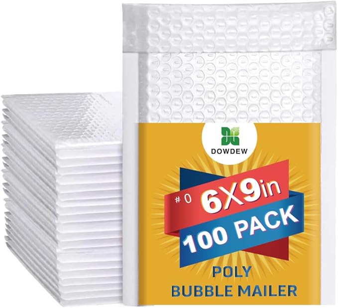 Water Resistant Bubble Envelope Mailers 6 inch x 9 inch #0 White Poly Padded by Unknown