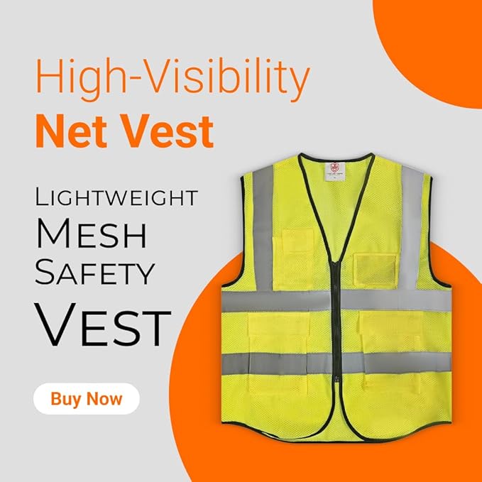 High-Visibility Safety Vests – Pack of 3, Reflective vest, Front Zipper & - Image 2