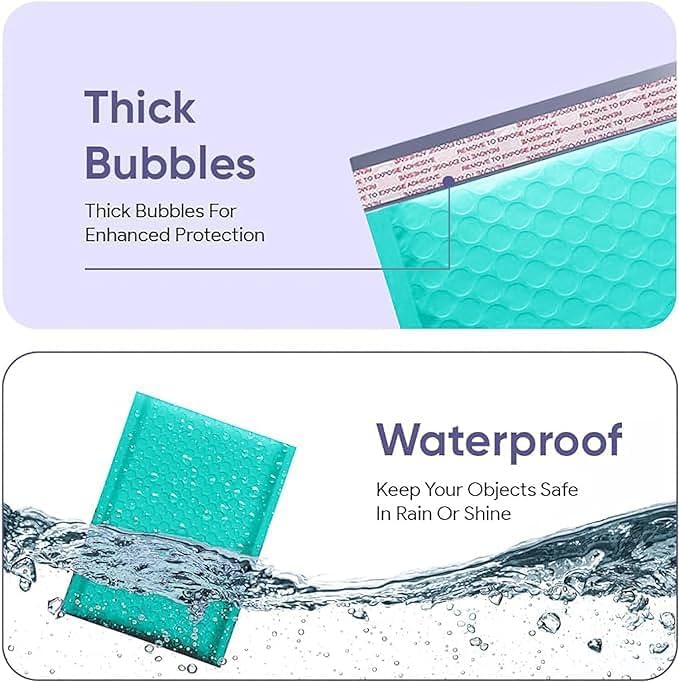 Teal 10.5x16 Inch Poly Bubble Mailers #5 | Self Seal Large Padded Envelopes | - Image 3