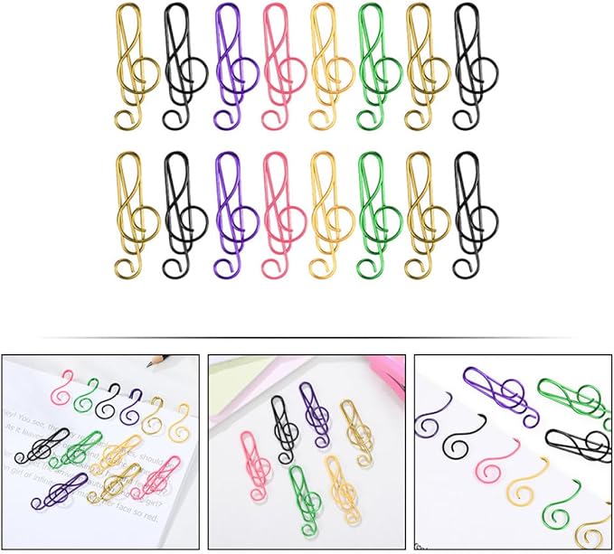 100pcs Metal Paper Clips Creative Music Note Shape Small Office Clips Colorful - Image 4