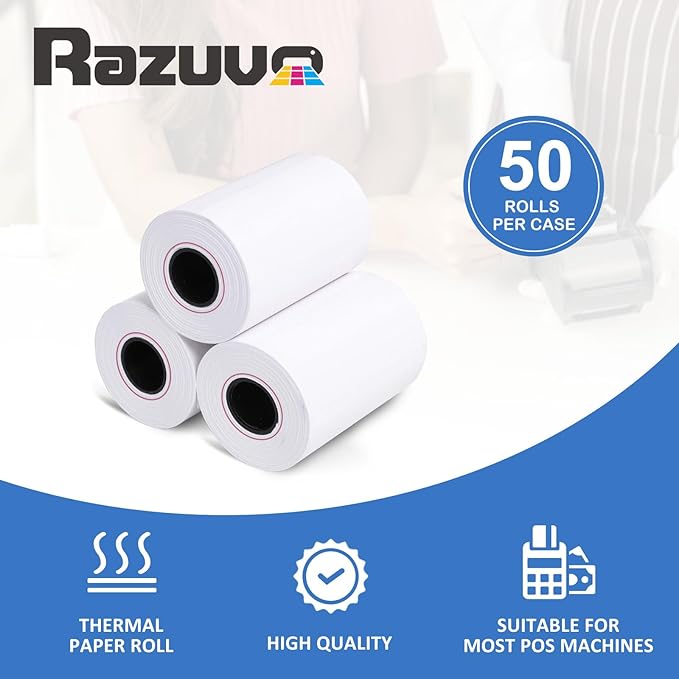 50 Rolls- 2 1/4 X 50 Thermal Receipt Paper Rolls- Fits All Pos Cash Registers - Image 3