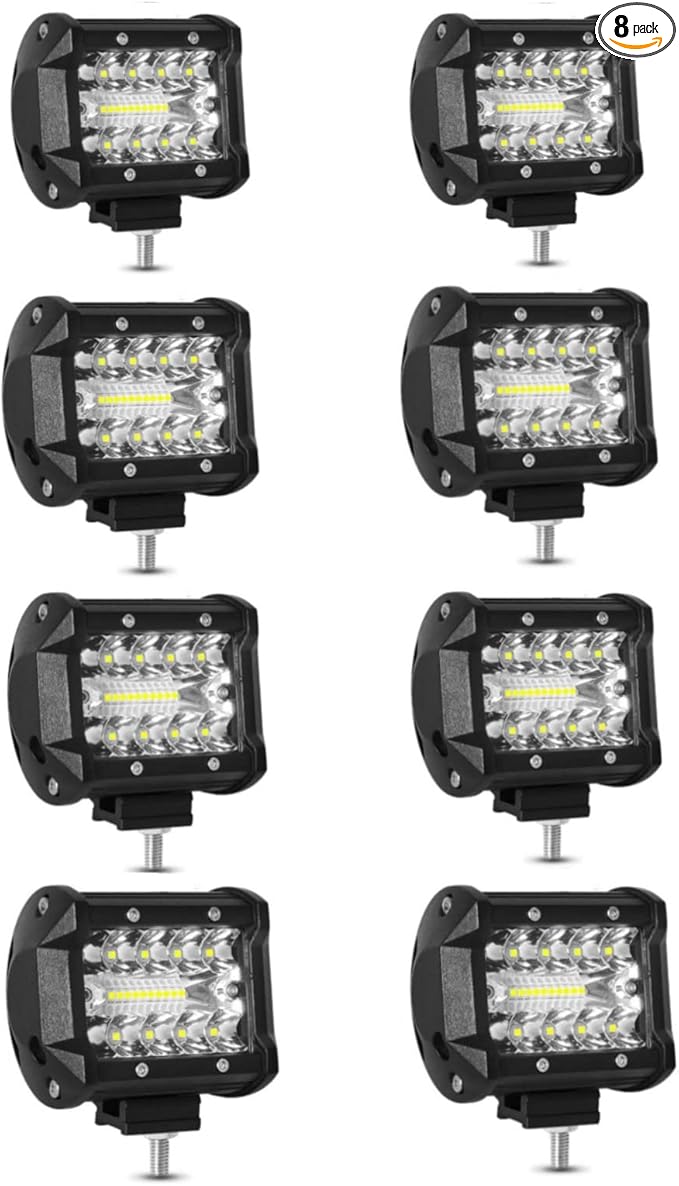 8PCS LED Pods, 4 Inch 60W Light Bar, 8 Pack White Lights by AAIWA