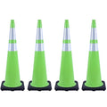 4 Pack 36 Inch Green PVC Traffic Cones Black Base Stable Large Size, Highway by OranclUS