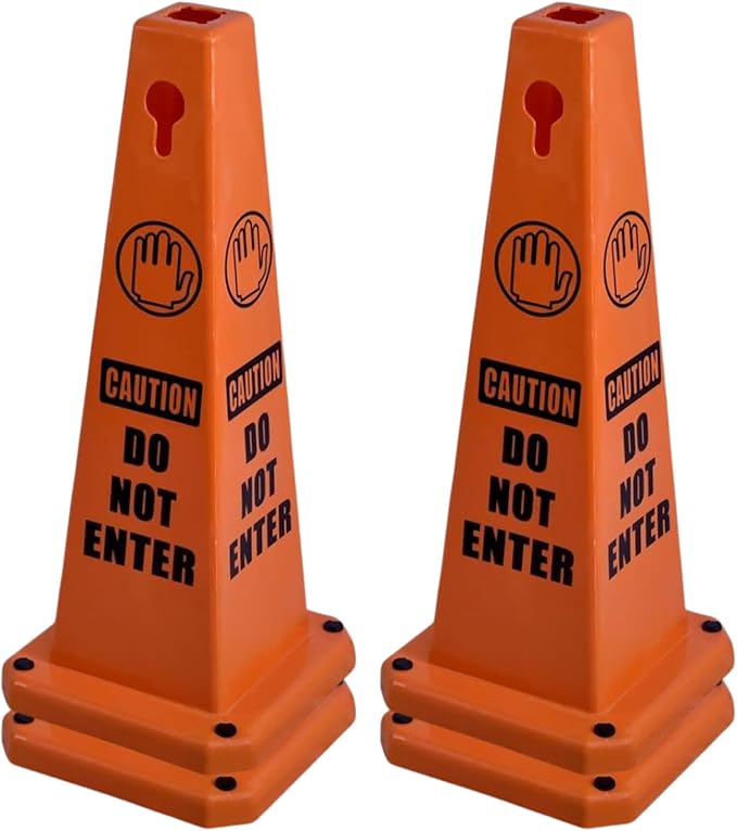 26.5" Caution Cones, 4-Sided Visible Safety Signs by OranclUS