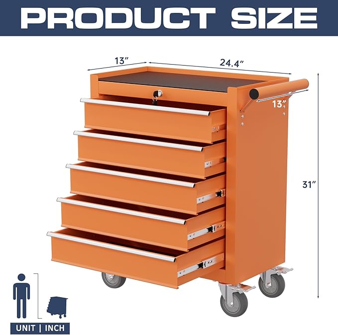 5-Drawer Tool Chest, Rolling Tool Cart - Image 3