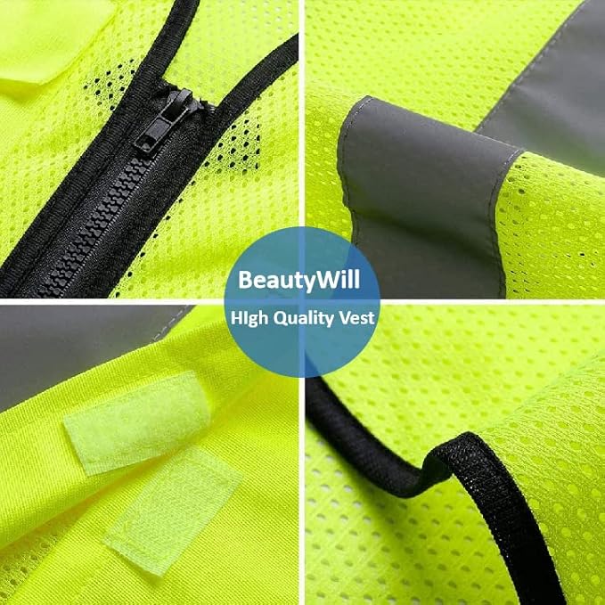 BeautyWill Custom Logo Safety Vest Class2 High Visibility Reflective Vest - Image 4