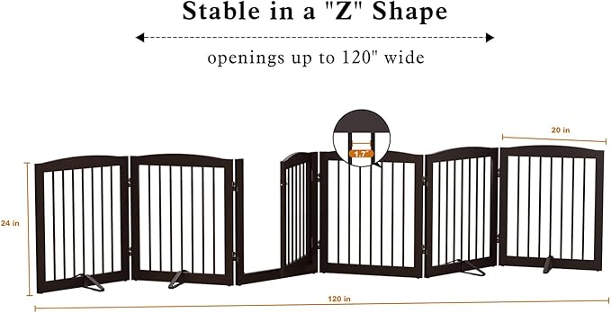 Freestanding Pet Gates with Walk Through Door, Dog Indoor Fence, Dog Gate - Image 6