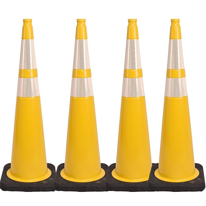 BESEA 4Pack 36” inch Traffic Cones Yellow Road Parking Cones Construction by BeSea