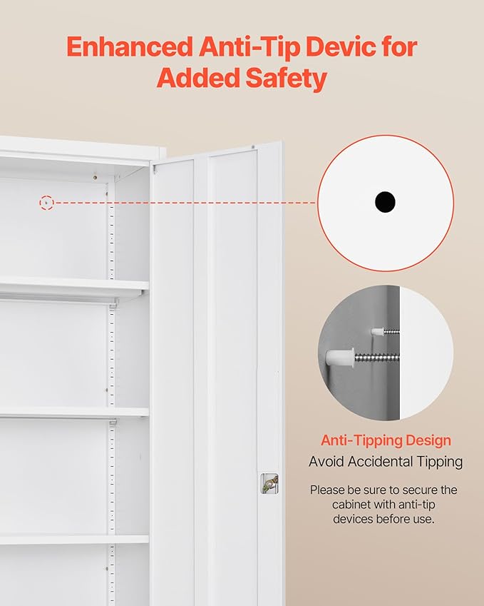 VEVOR Metal Storage Cabinet, Lockable Steel Garage Cabinet - Image 6