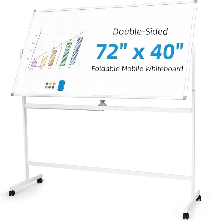 VOWNER Double-Sided Magnetic Whiteboard, Reversible Rolling White Board by VOWNER