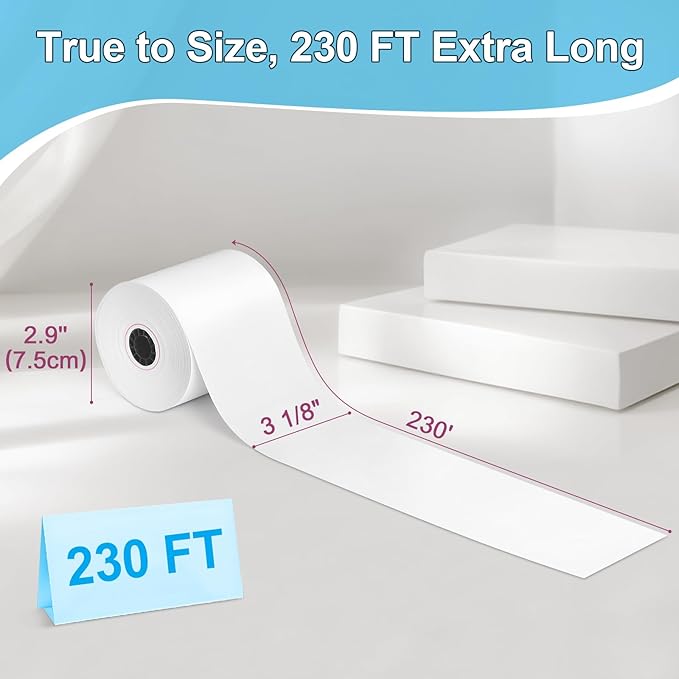 3 1/8 x 230 Thermal Paper Rolls, BPA BPS Phenol Free - Image 2
