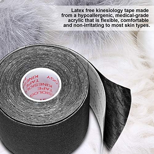 6 Rolls Kinesiology Tape Athletic Tape Sport Tape, Lychee Supports & Protects Muscles, Waterproof and Latex Free, Breathable Elastic for Sport Activity (Black) - Image 5