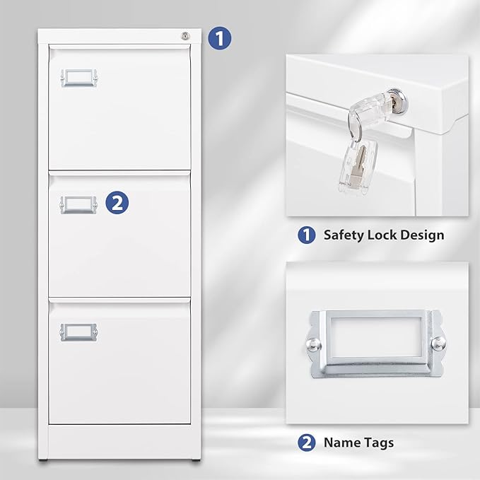 3 Drawer File Cabinet, Filing Cabinets - Image 7