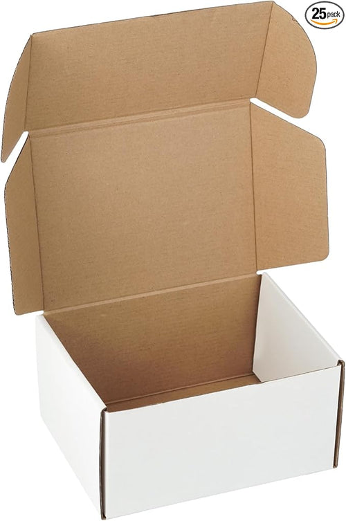 25 Pack 8"x6"x4" inch Small Shipping Boxes White Corrugated Cardboard Box by Unknown