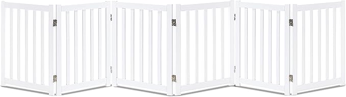 LZRS 6-Panel Extra-Wide Freestanding Wooden Dog Gate Indoor – 24”High Foldable by LZRSPET