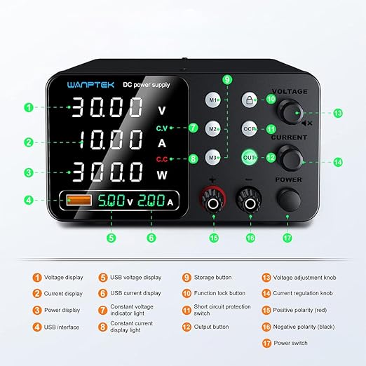 DC Power Supply Variable, 30V 10A Adjustable Switching Regulated Bench Power - Image 9
