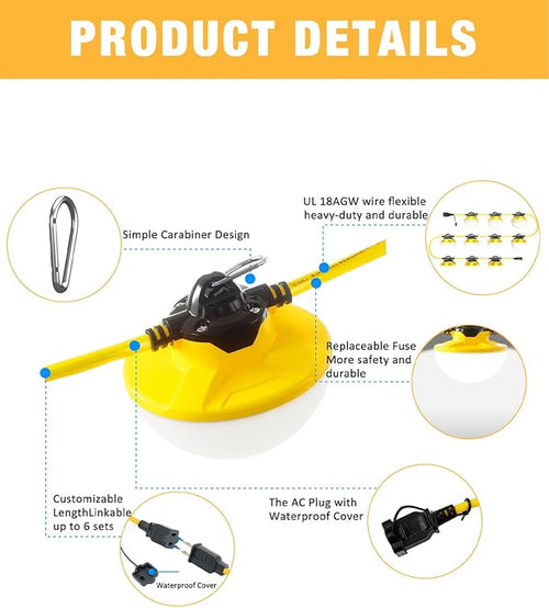 100FT Construction String Light 130W 16000Lm, 5000K Industrial Grade LED String - Image 2