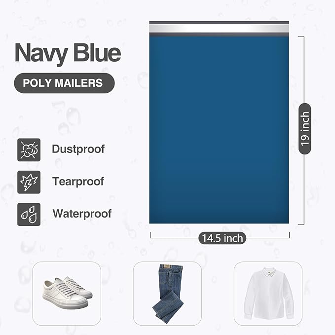 UCGOU Poly Mailers 14.5x19 Inch Navy Blue 100 Pack Large Shipping Bags #7 - Image 2
