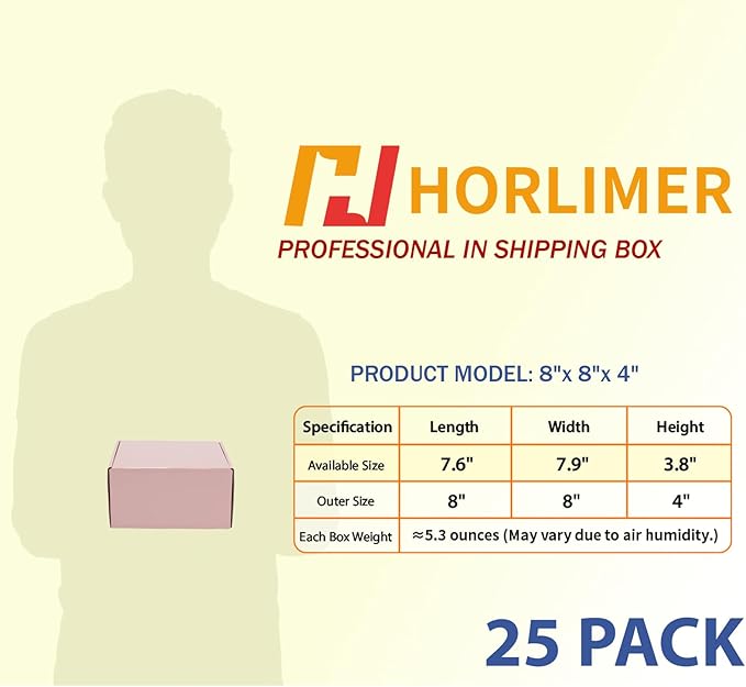 HORLIMER 8x8x4 inches Shipping Boxes Set of 25, Small Business - Image 2