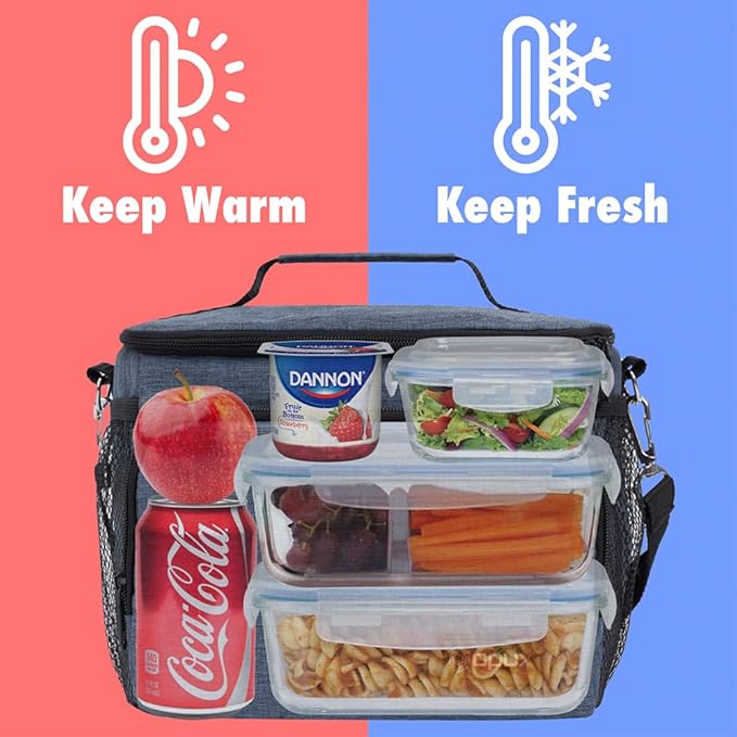 opux Insulated Lunch Bag for Men Women, Soft Lunch Box for Office Work School - Image 7