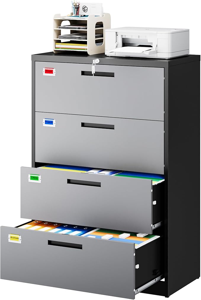 4 Drawer File Cabinet, Lateral Filing Cabinets by PEUKC