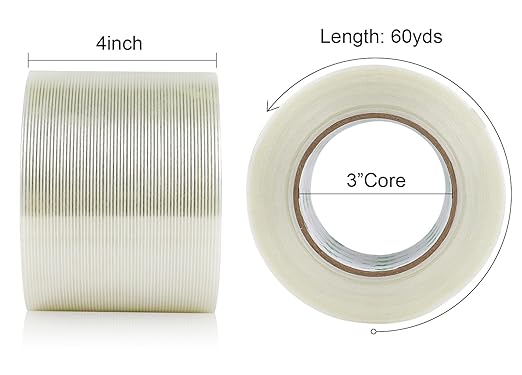 BOMEI PACK Wide Strapping Tape, 4Inch Heavy Duty Reinforced Packing Tape - Image 2