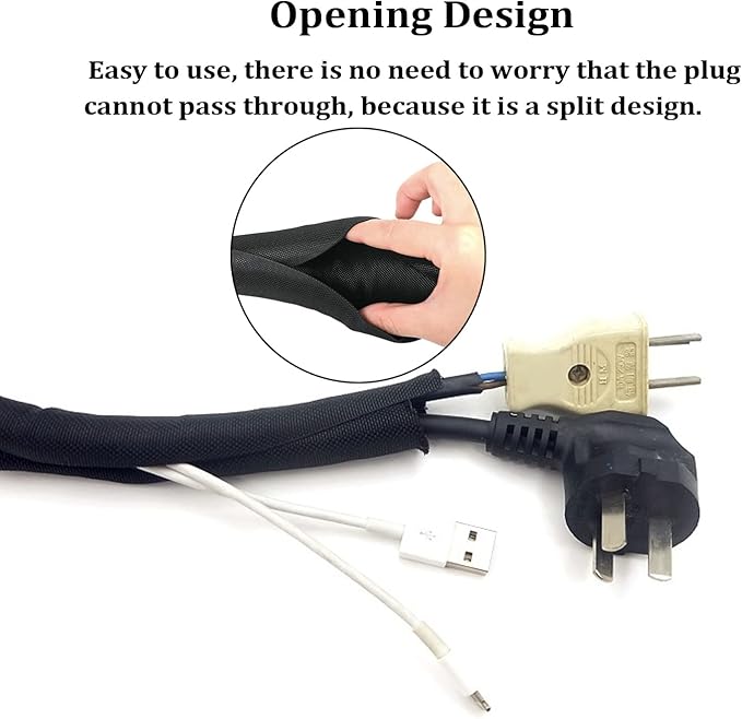 Black Braided Cable Management Sleeves Wire Loom Tubing Cord Protector - Image 3