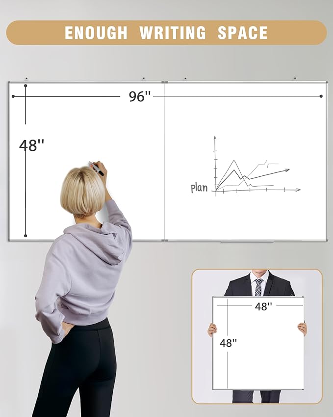 96"X 48" Large Magnetic Dry Erase Whiteboard, Removable Wall Hanging Board - Image 6
