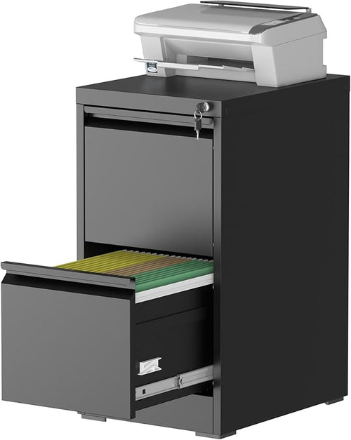 2 Drawer File Cabinet with Lock, Steel Vertical Filing Storage Cabinet by Unknown
