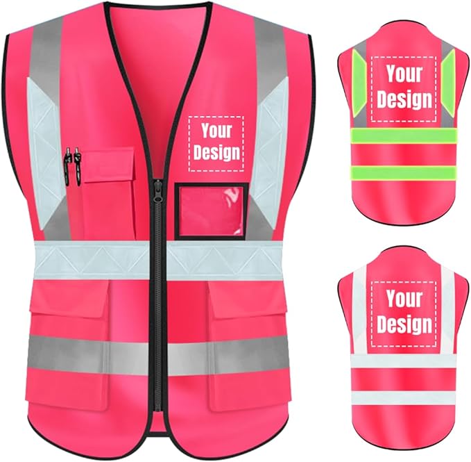 YOWESHOP High Visibility Safety Vest Custom Your Logo Protective Workwear 5 by YOWESHOP