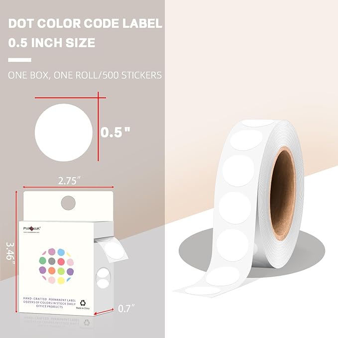 PARLAIM 1/2 Inch Round Adhesive Color-Code Dot Stickers, 500 Stickers Inventory - Image 2