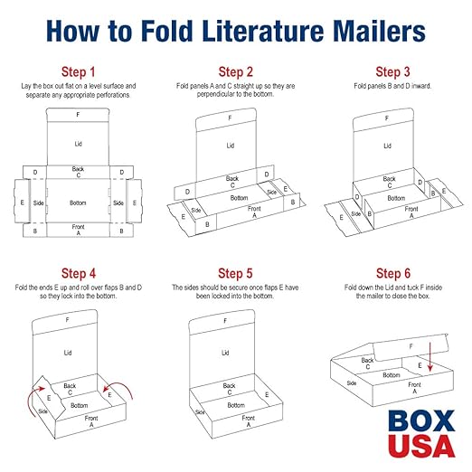 Box USA Corrugated Cardboard Literature Mailers, Tuck Top One-Piece, Die-Cut - Image 4