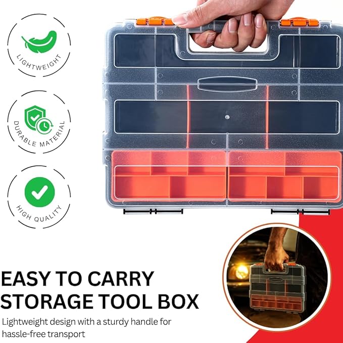 Andalus Tools Organizer Box, Small Parts Storage Multi-Compartment Portable - Image 5